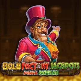 Gold Factory Jackpots Mega Moolah slot visual from Aurum Signature Studios available on rivoscasino.com